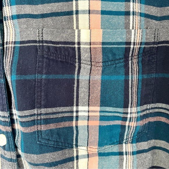 Old Navy Pink & Navy Blue Flannel, Button-Down Shirt - Picture 3 of 6